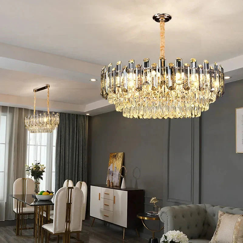 Tuna Luxury Modern Crystal Round Chandelier - Bling Lighting Studio