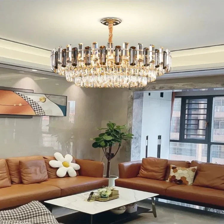 Tuna Luxury Modern Crystal Round Chandelier - Bling Lighting Studio