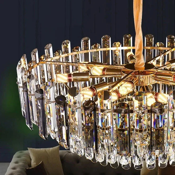 Tuna Luxury Modern Crystal Round Chandelier - Bling Lighting Studio