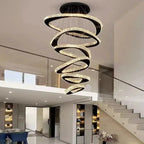Twisted Ring Led Light Chandelier for High Ceiling for high ceiling staircase and foyer lighting