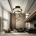 Twisted Ring Led Light Chandelier for High Ceiling for high ceiling staircase and foyer lighting