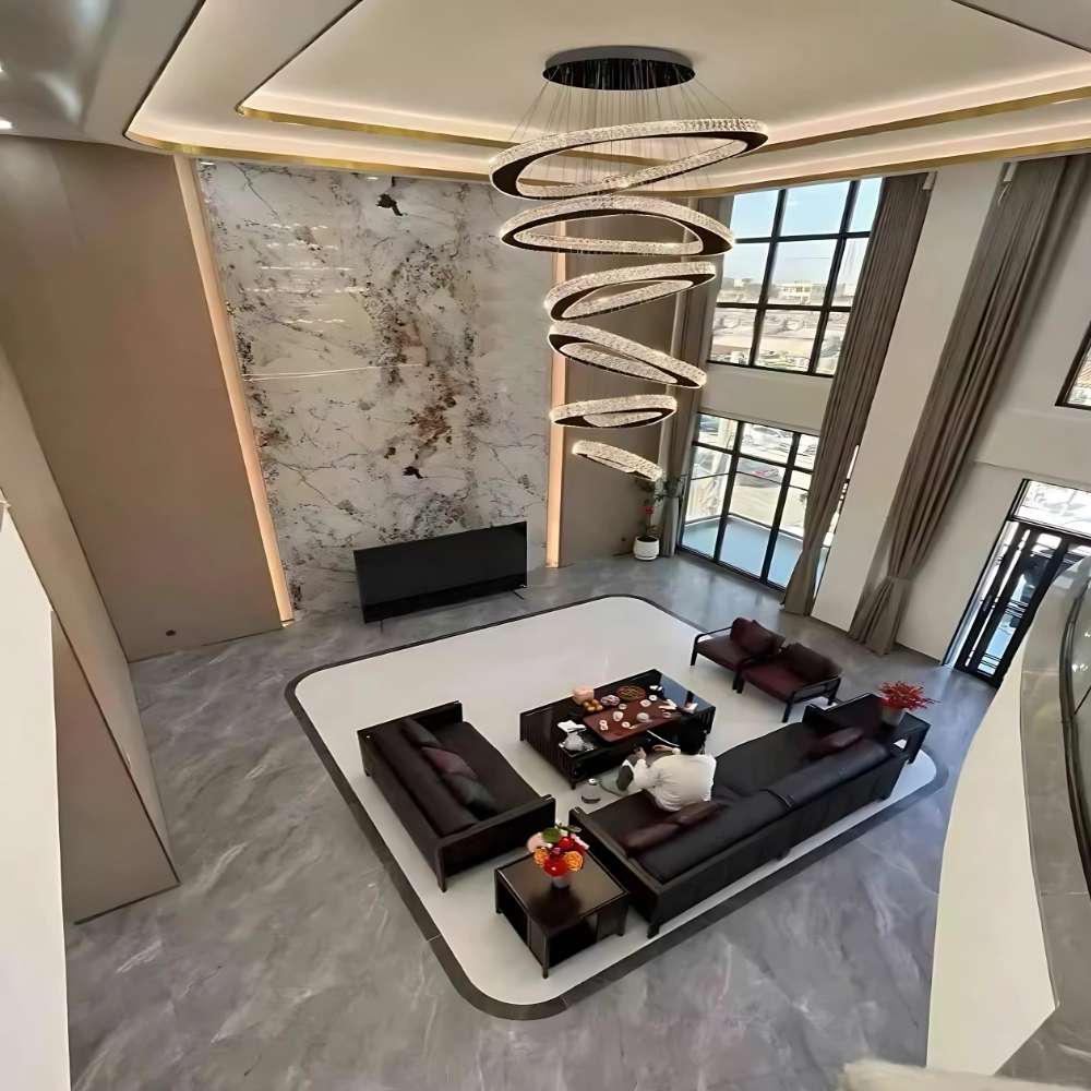 Twisted Ring Led Light Chandelier for High Ceiling for high ceiling staircase and foyer lighting