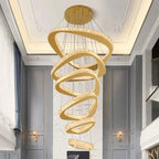 Twisted Ring Led Light Chandelier for High Ceiling for high ceiling staircase and foyer lighting