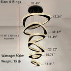 Twisted Ring Led Light Chandelier for High Ceiling for high ceiling staircase and foyer lighting