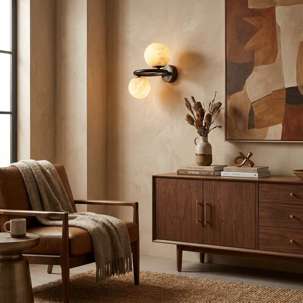 Two Globe Alabaster Wall Sconce by Bling Lighting Studio