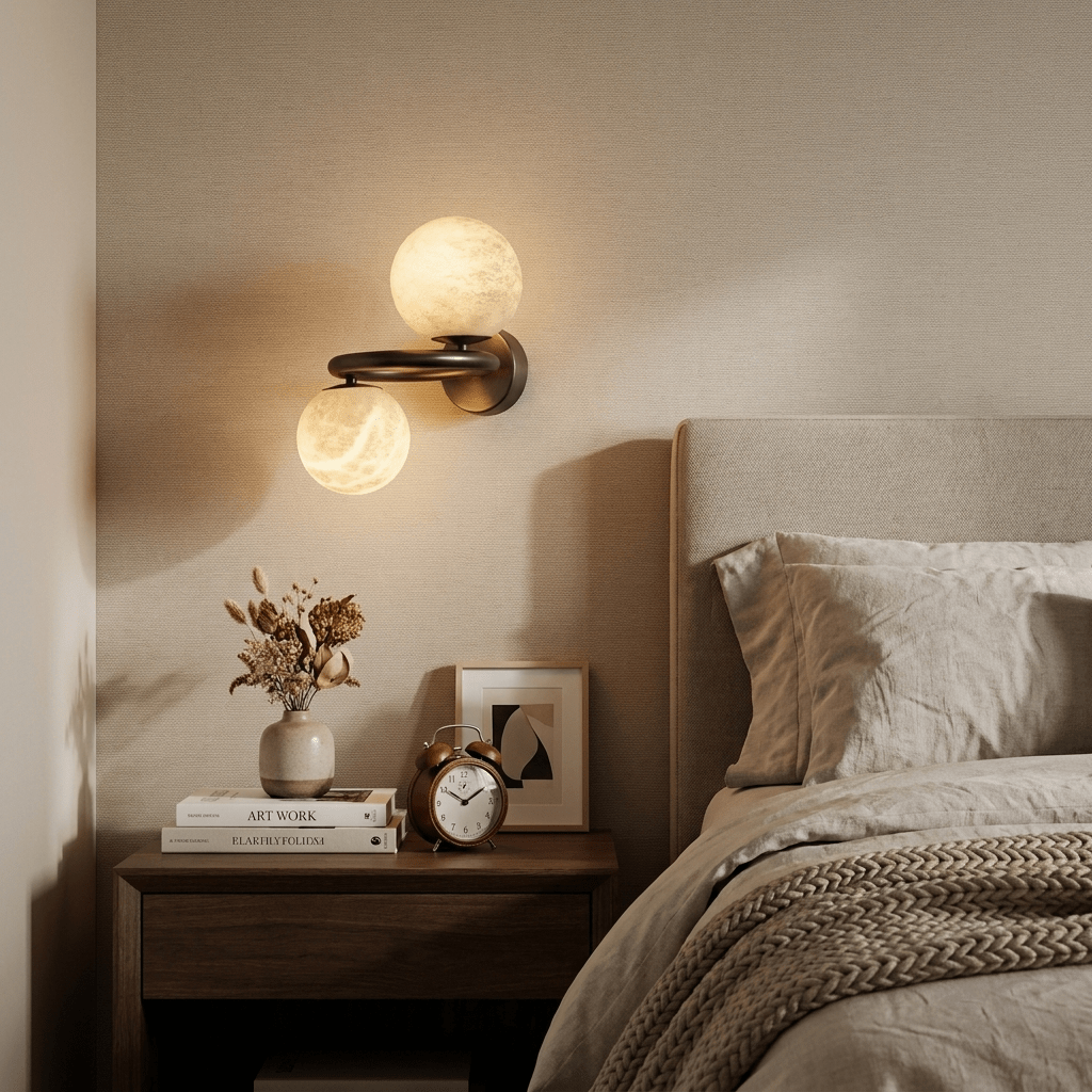 Two Globe Alabaster Wall Sconce by Bling Lighting Studio