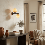 Two Globe Alabaster Wall Sconce by Bling Lighting Studio