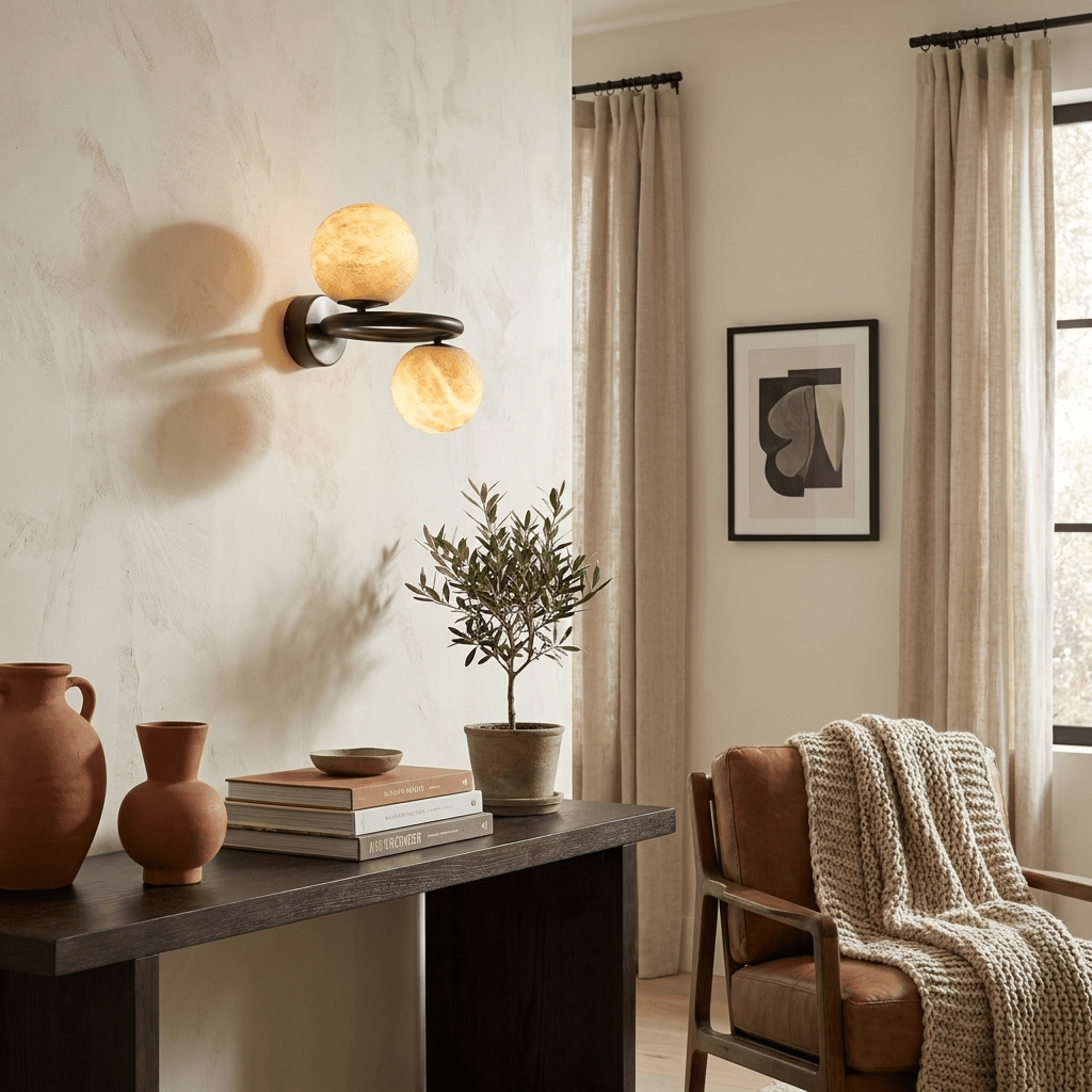 Two Globe Alabaster Wall Sconce by Bling Lighting Studio
