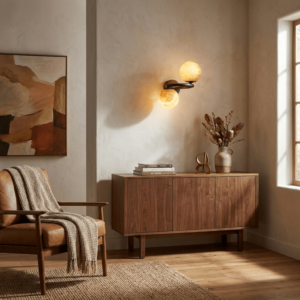 Two Globe Alabaster Wall Sconce by Bling Lighting Studio