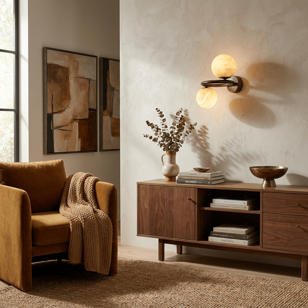 Two Globe Alabaster Wall Sconce by Bling Lighting Studio