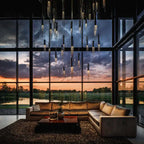 Ulas Modern Crystal Cascade LED Pendant Chandelier for high ceiling staircase and foyer lighting