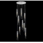 Ulas Modern Crystal Cascade LED Pendant Chandelier for high ceiling staircase and foyer lighting