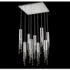Ulas Modern Crystal Cascade LED Pendant Chandelier for high ceiling staircase and foyer lighting