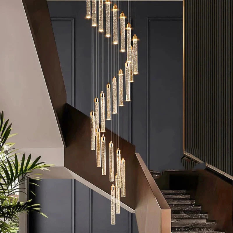 Uly Gold Crystal Chandelier for Staircase & Foyer & High Ceiling for high ceiling staircase and foyer lighting