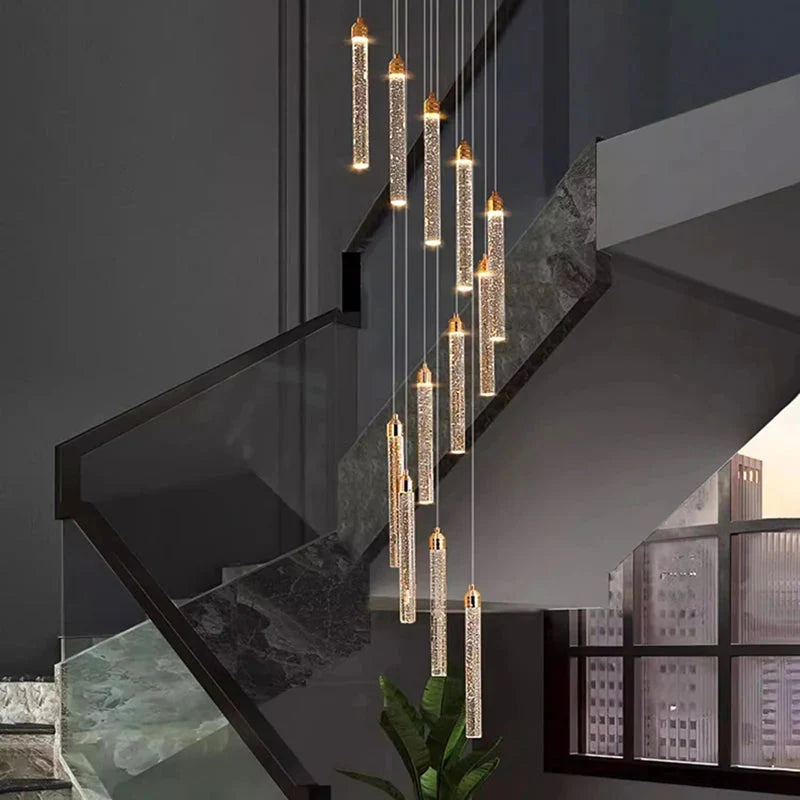 Uly Gold Crystal Chandelier for Staircase & Foyer & High Ceiling for high ceiling staircase and foyer lighting