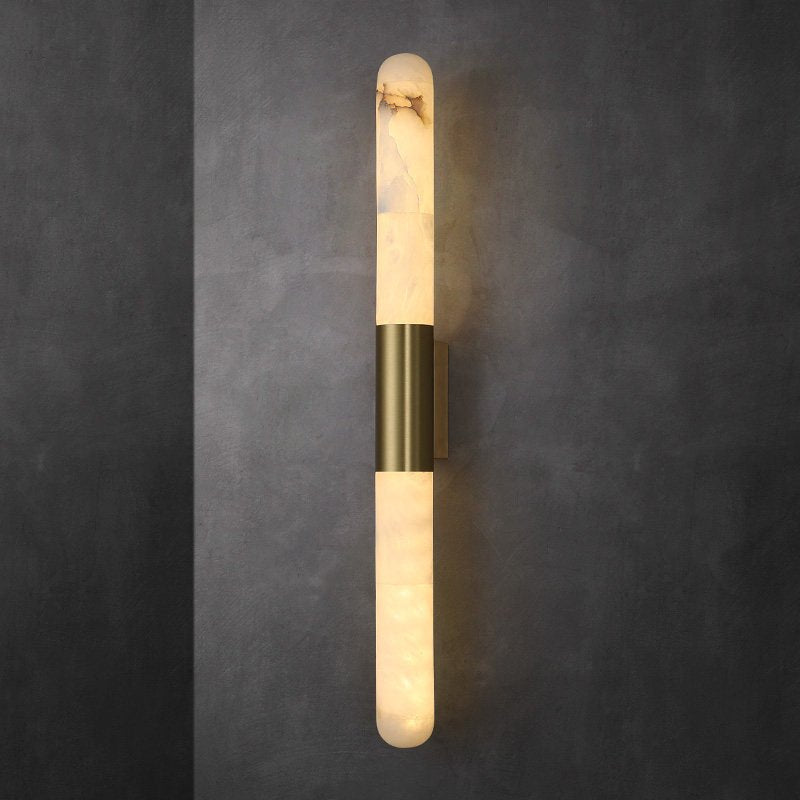 Velin Alabaster Tube Wall Sconce by Bling Lighting Studio