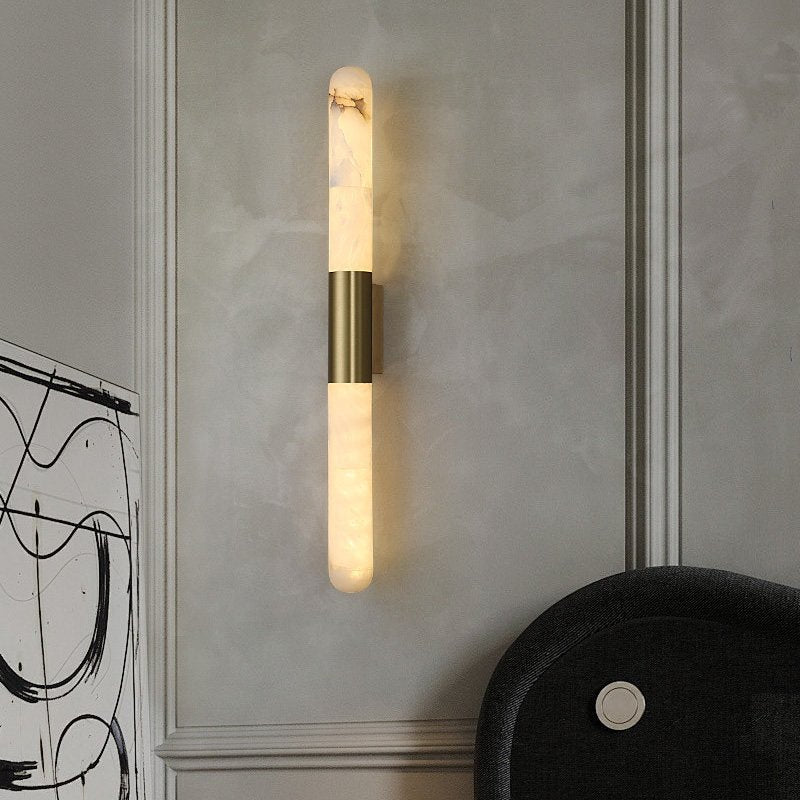 Velin Alabaster Tube Wall Sconce by Bling Lighting Studio