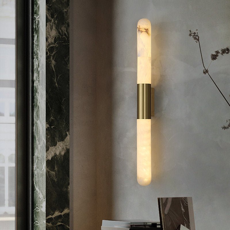 Velin Alabaster Tube Wall Sconce by Bling Lighting Studio