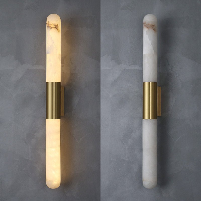 Velin Alabaster Tube Wall Sconce by Bling Lighting Studio