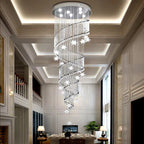 Vena Spiral Raindrop Crystal Chandelier for Staircase for high ceiling staircase and foyer lighting