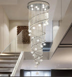 Vena Spiral Raindrop Crystal Chandelier for Staircase for high ceiling staircase and foyer lighting