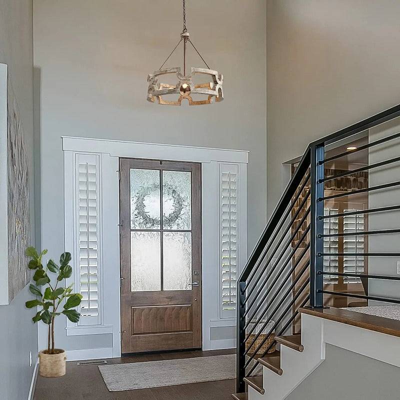 Vera Farmhouse Coastal Foyer Lighting for high ceiling staircase and foyer lighting