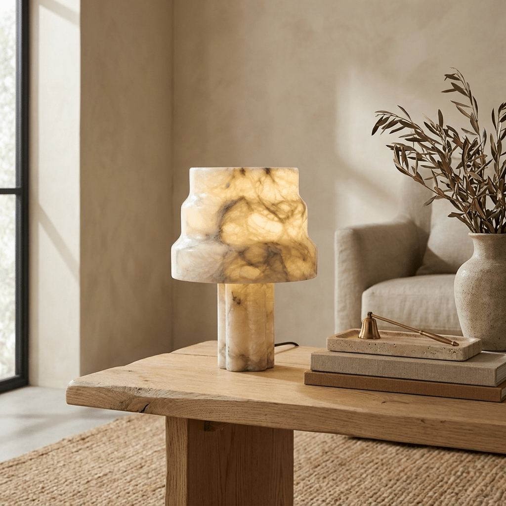 Verona Alabaster Table Lamp by Bling Lighting Studio