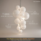 Vexo Modern Large Glass Bubble Chandelier for high ceiling staircase and foyer lighting