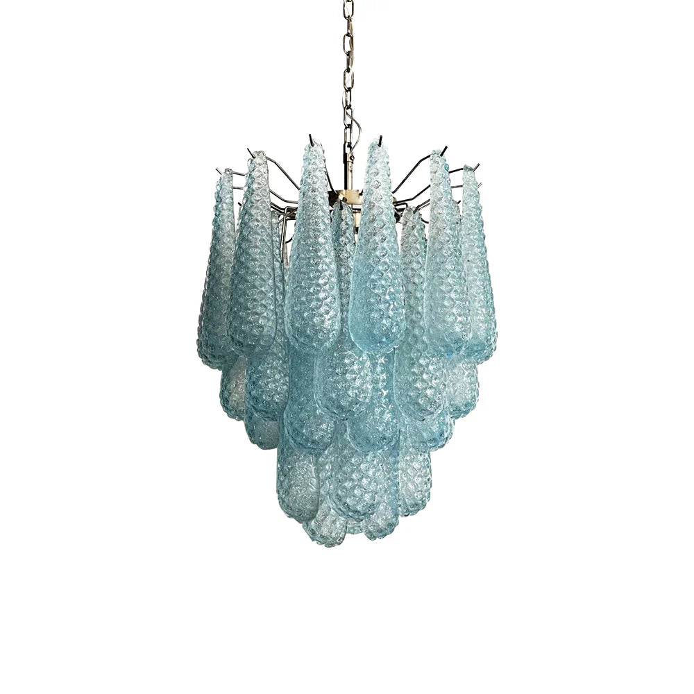 Vintage Murano Blue Glass Petals Chandelier by Bling Lighting Studio
