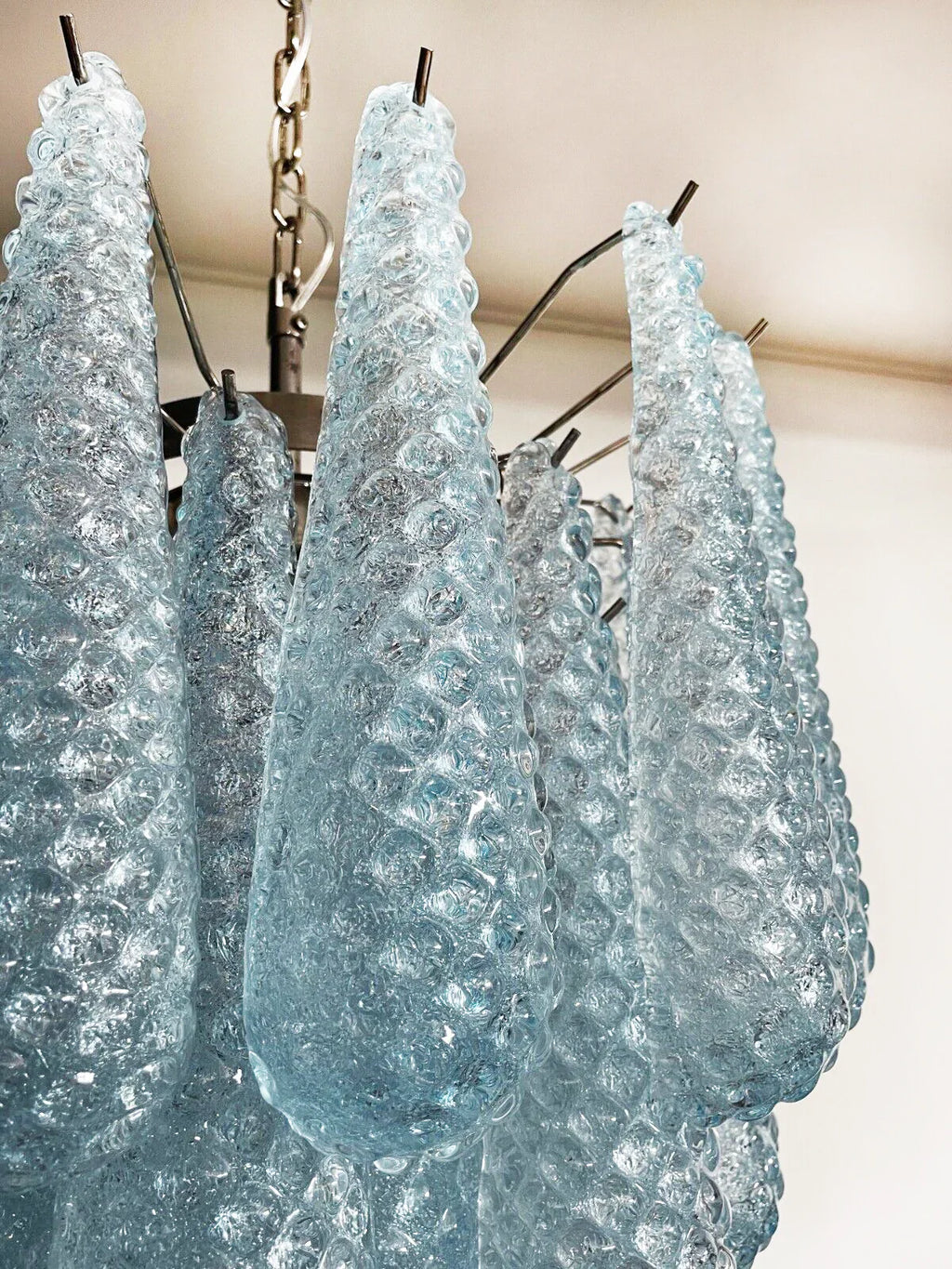 Vintage Murano Blue Glass Petals Chandelier product image