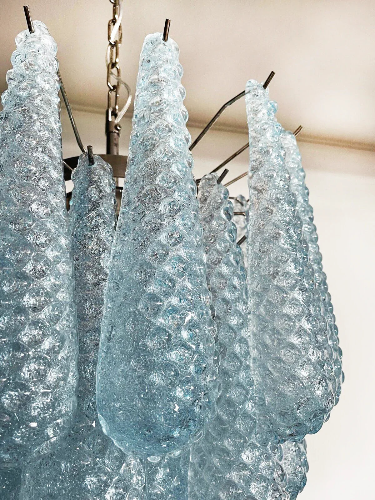 Vintage Murano Blue Glass Petals Chandelier product image