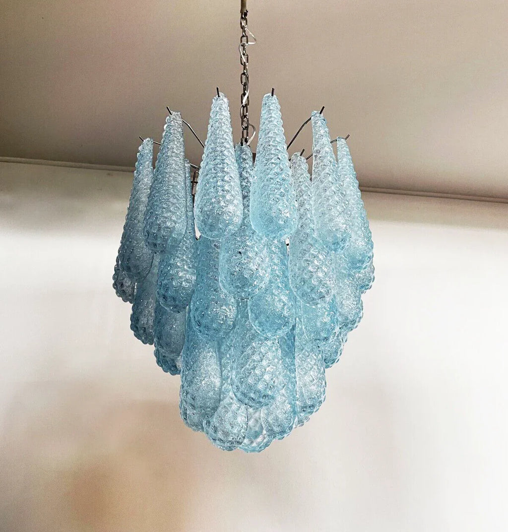 Vintage Murano Blue Glass Petals Chandelier product image