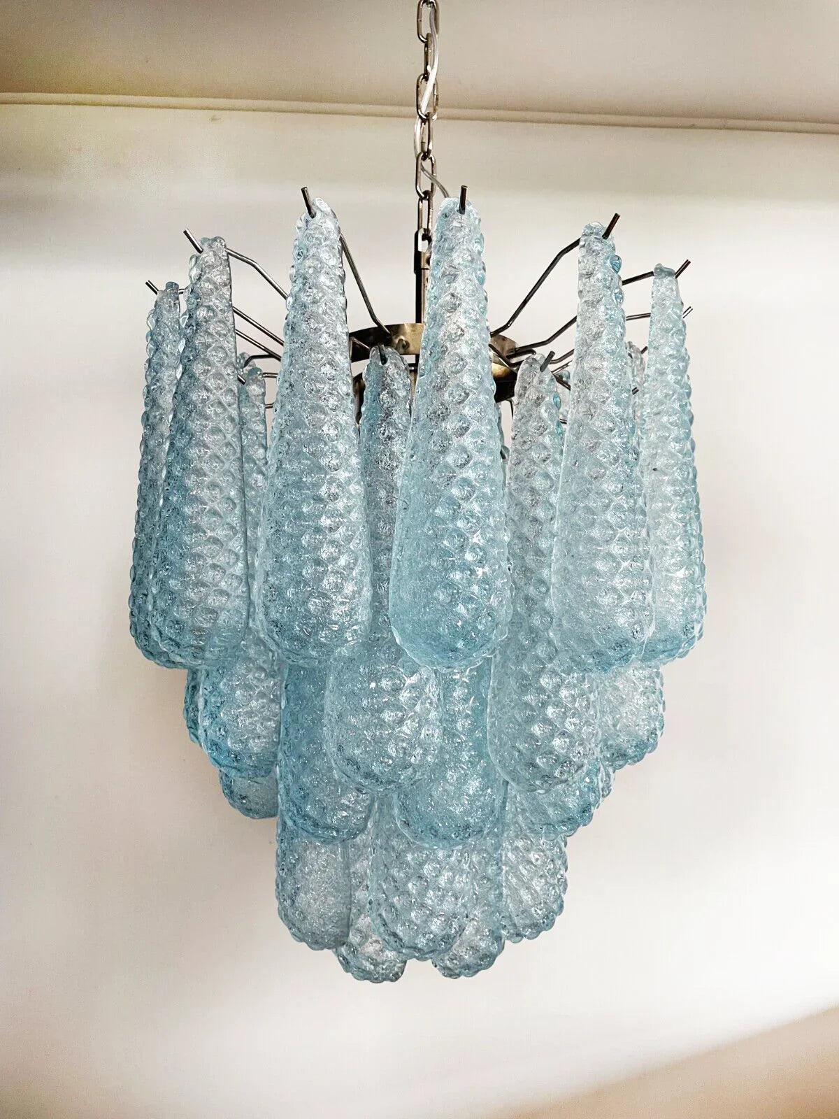 Vintage Murano Blue Glass Petals Chandelier product image