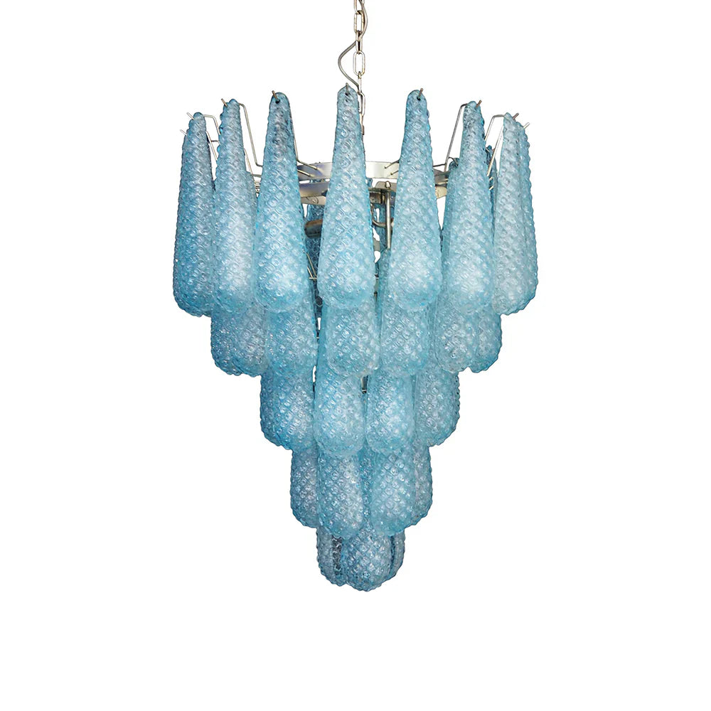 Vintage Murano Blue Petals Drop Glass Chandelier by Bling Lighting Studio