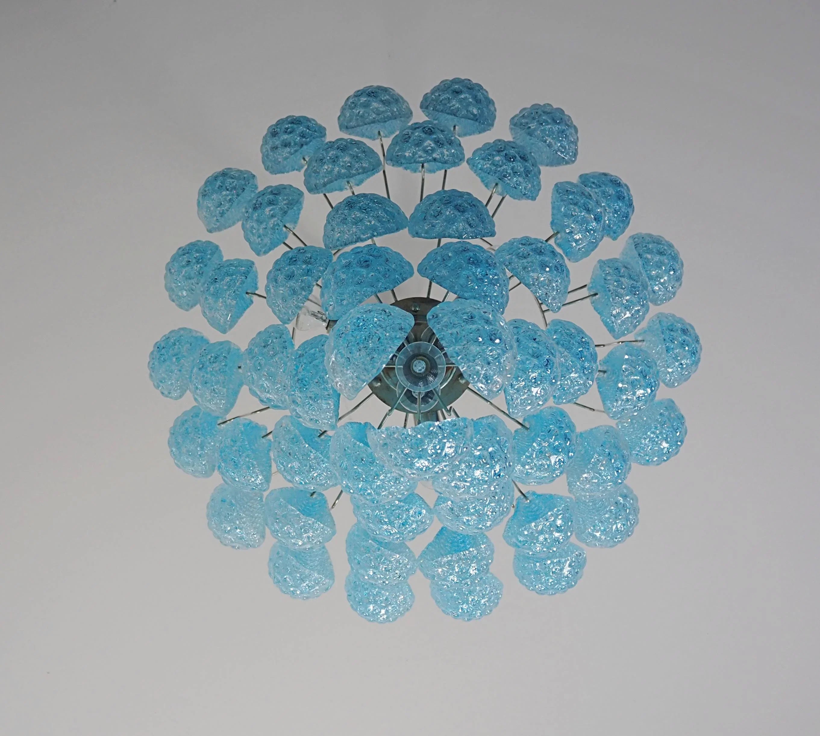Vintage Murano Blue Petals Drop Glass Chandelier product image