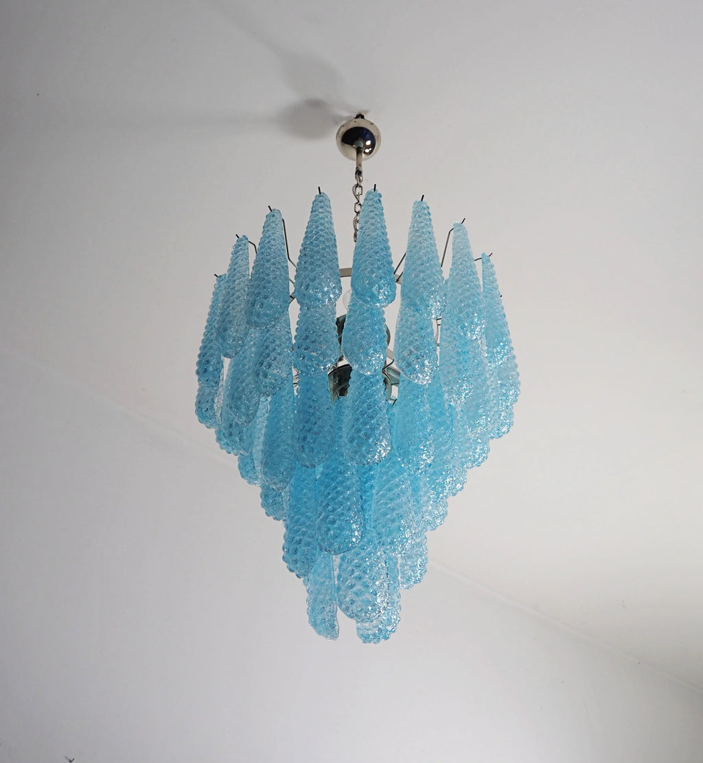 Vintage Murano Blue Petals Drop Glass Chandelier product image