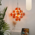 Vintage Murano Orange Brown Transparent Disc Chandelier product image
