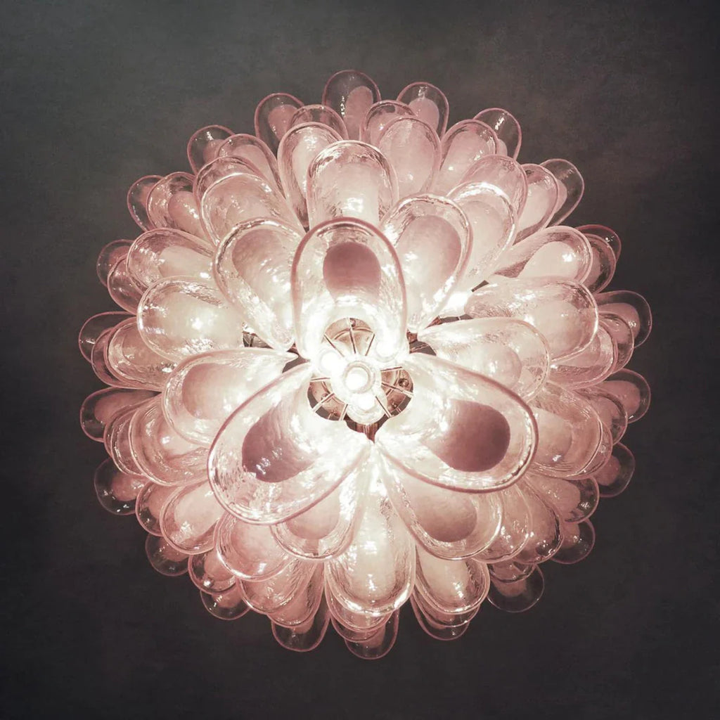 Vintage Murano Pink Glass Petals Chandelier product image