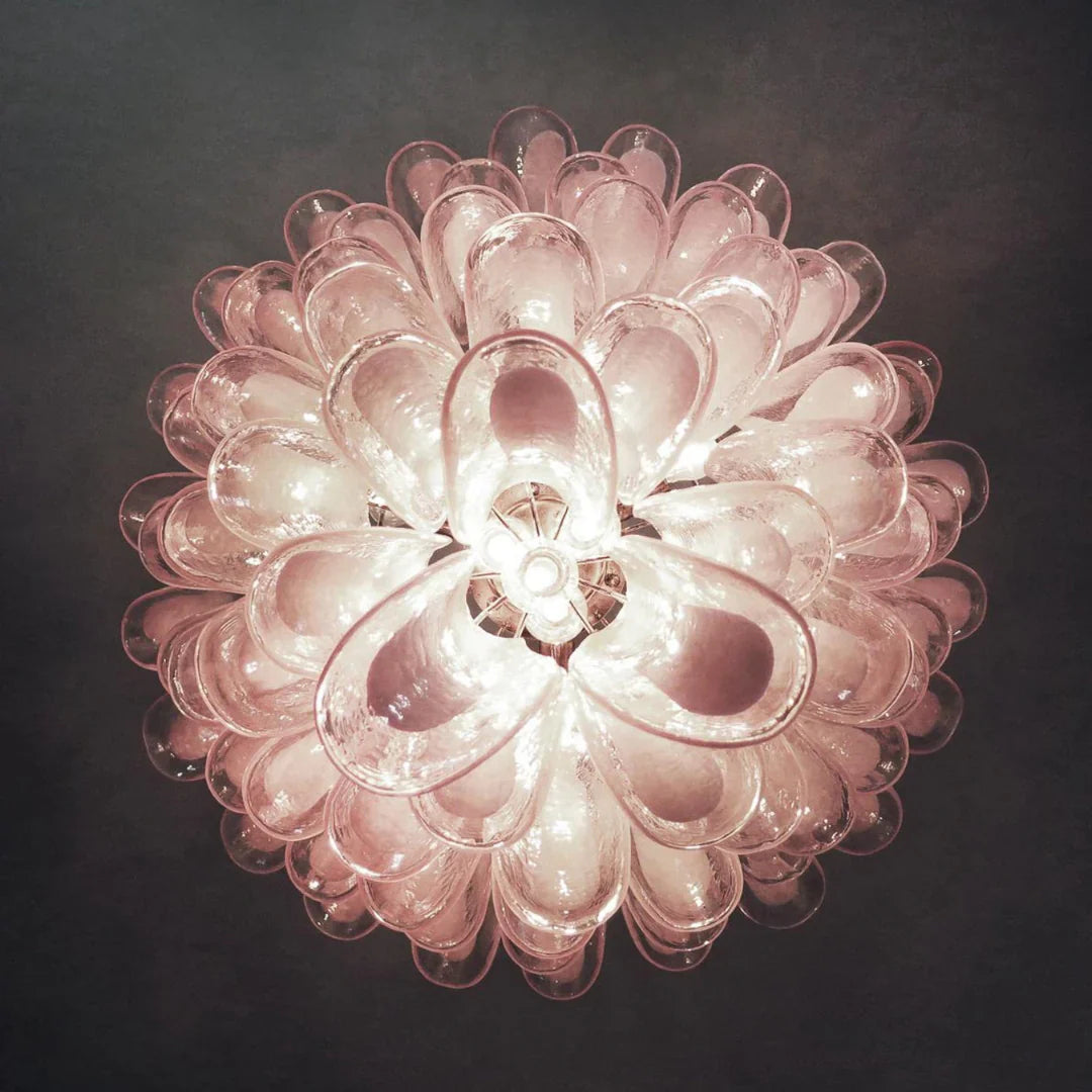 Vintage Murano Pink Glass Petals Chandelier product image
