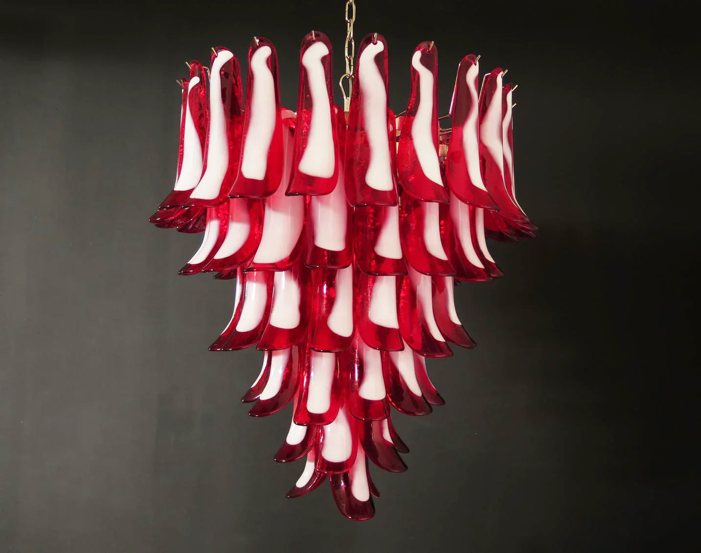 Vintage Murano Red Glass Petals Chandelier product image