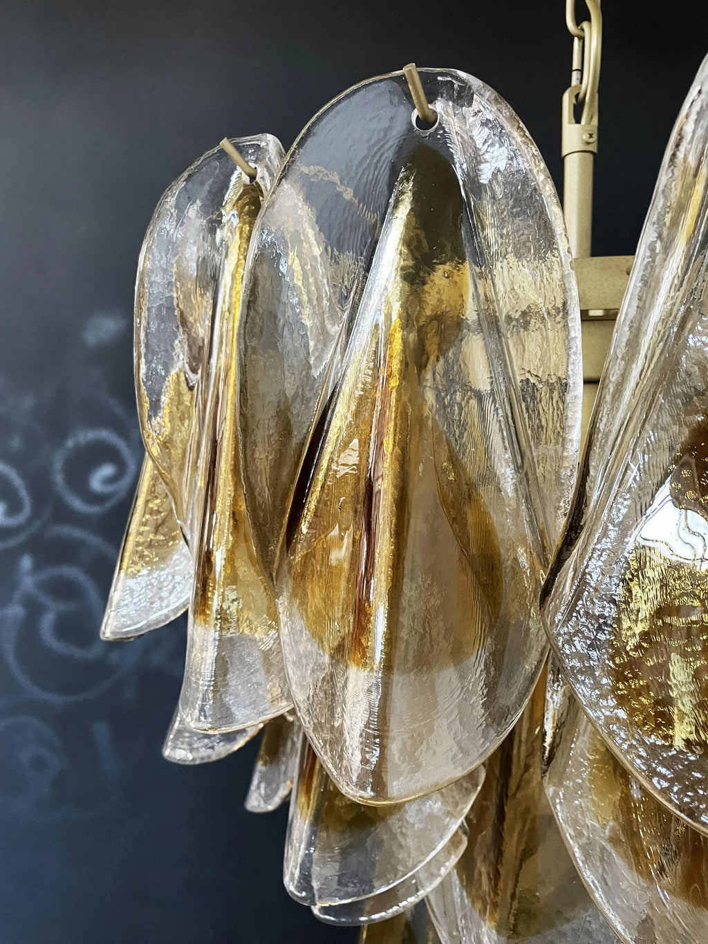Vintage Murano Swallows Amber Glass Chandelier product image