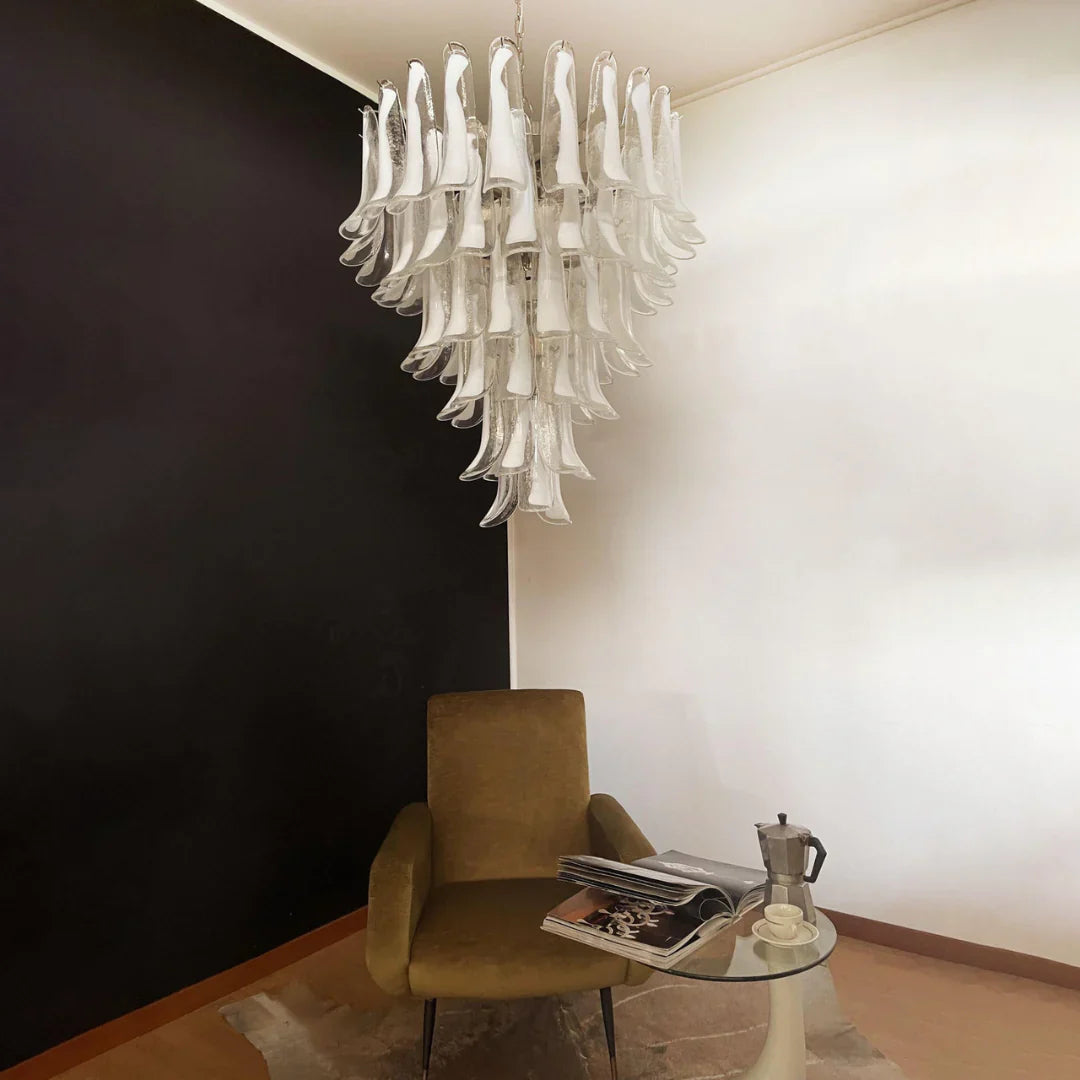 Vintage Murano Transparent Glass Petals Chandelier product image