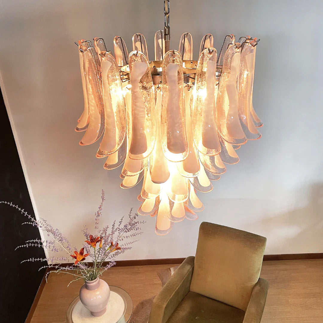 Vintage Pink Murano Glass Petals Chandelier product image