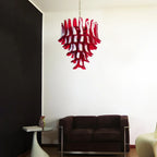 Vintage Red Murano Petals Chandelier detail view