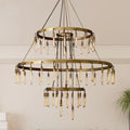 Vintage Round 3 Tier Metal Axis Pendant Chandelier for high ceiling staircase and foyer lighting