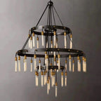 Vintage Round 3 Tier Metal Axis Pendant Chandelier for high ceiling staircase and foyer lighting