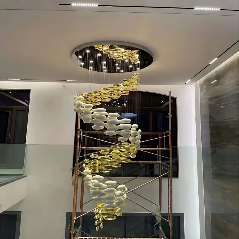 Vita Luxury Staircase Hanging Chandelier for high ceiling staircase and foyer lighting