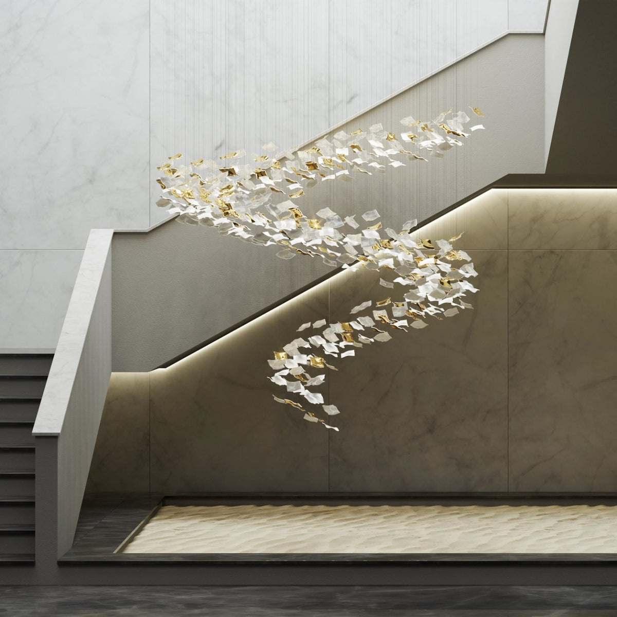 Whispering Kerchiefs Chandelier chandelier in a tall interior