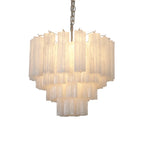 Star Shaped Tube White Clouds Glass Chandelier by Bling Lighting Studio