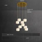 White Marble LED Cube Chandelier 7/9/18/25/36 Light for high ceiling staircase and foyer lighting